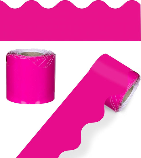 Carson Dellosa 36Ft of Hot Pink Bulletin Board Borders, 13 Strips of Scalloped Trim for Valentine's Day