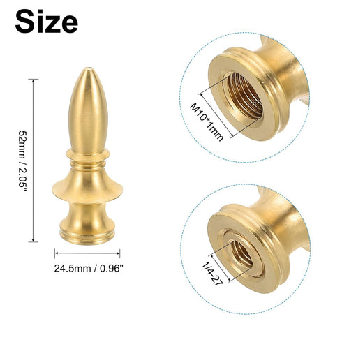 PATIKIL 22 54mm 3 Set x Lamp Finials Caps Knob, Solid Brass Lamp Shade Top Decoration Screw Cap Nuts with Brass