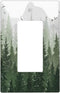 Rustic Green Forest 1 Gang Single Rocker Light Switch Cover Pine Tree Foggy Mountain Landscape Decorative Wall Plate