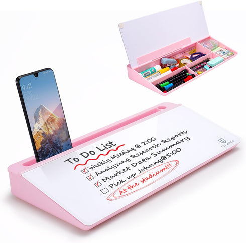 TSJ OFFICE Desktop Whiteboard Dry-Erase Board with Drawer, Computer Keyboard Stand, Desk Organizers for Office & Home