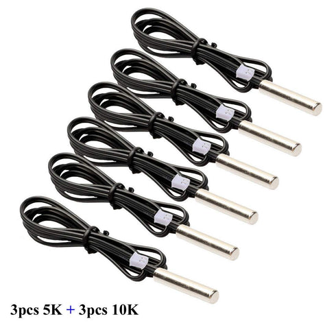 HiLetgo 6pcs NTC Temperature Sensor 5K + 10K 1% Waterproof Probe Thermistor for Precision Temperature Measurement