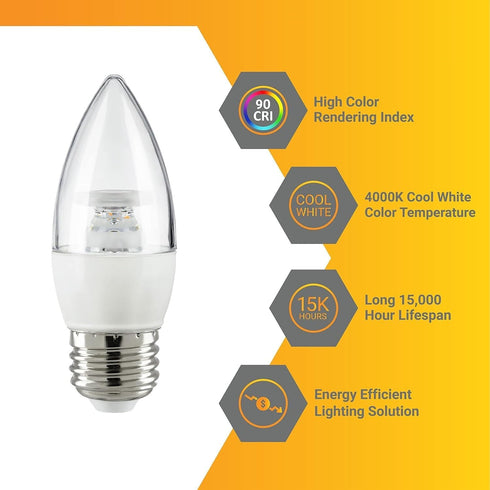 Bulbs B13 Bulb Dimmable 7W (60W E26 4000K 500 Pack 6 Diodesy- LED Candelabra Chandelier Light Equivalent) Medium Base