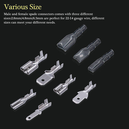 Twidec/360Pcs 2.8/4.8/6.3mm Quick Splice Male and Female Wire Spade Connector Crimp Terminal Block Assortment Kit
