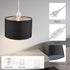 2 Pack 15Ft Plug in Pendant Light, Hanging Light with Clear Cord, On/Off Switch, Black Fabric Lamp Shade, Hanging Light