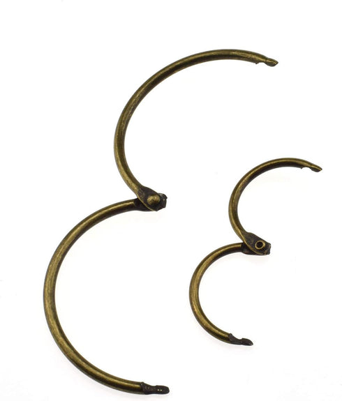 HAO PRO 12 Pack Extra Thick Loose Leaf Binder Rings, 2 Sizes, Bronze Metal Ring, 1" 2" Inside Width for Cards, Documents