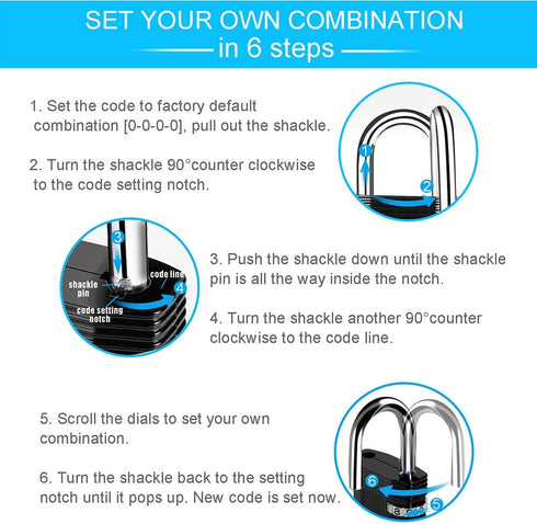 ZHEGE Locker Locks with Code, 4 Digit Combination Padlock for Gym, School, Storage, 2 Pack Silver