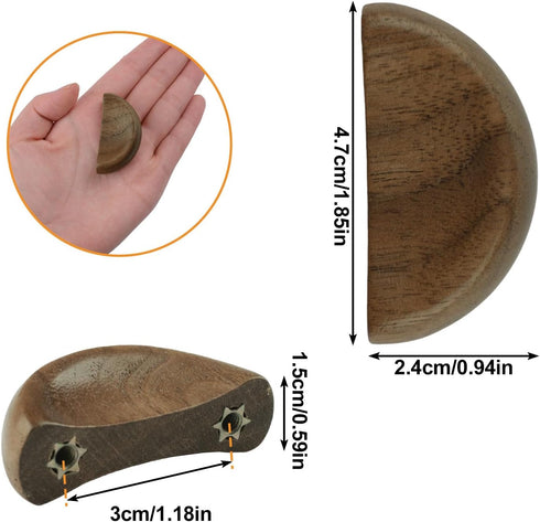 4PCS MOROBOR Half Moon Drawer Handles, Wooden Decorative Furniture Knobs Walnut Wardrobe Drawer Hardware Double Hole