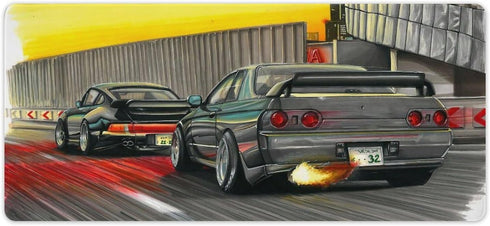 JDM Japanese Car Art Skyline GTR R32, Computer Essentials for Work, Home Office Supplies (40x90cm)