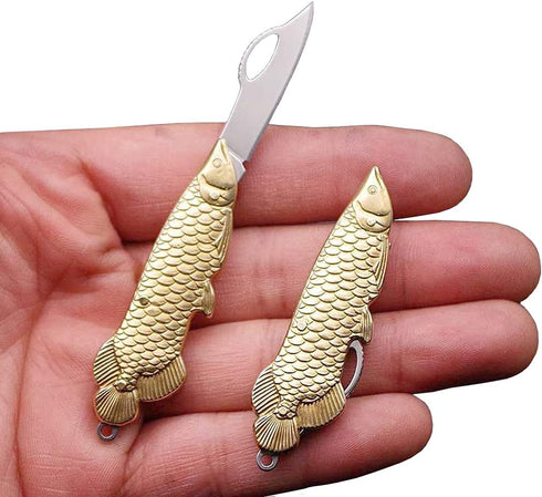 Fish Shape Stainless Steel Portable EDC Mini Folding Pocket Knife - Tiny Keychain Box Cutter Tools