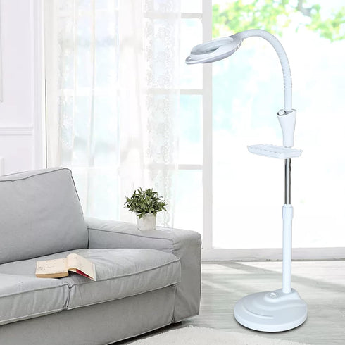 RustyVioum 16x Magnifying Lamp LED Magnifier Light Diopter LED Magnifying Floor Stand Lamp Adjustable Arm and Rolling