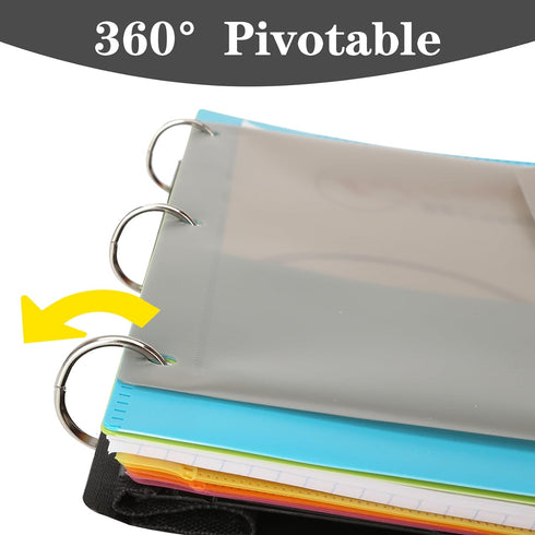 Pivotable Refillable Notebook with Dividers and Tabs, 30 College Ruled and 30 Graph Paper, 200 Sheets Capacity (Pink)