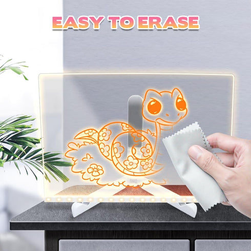 LED Note Board with Colors, 2024 New Glowing Acrylic Dry Erase Board with Stand for Memo Letter Note