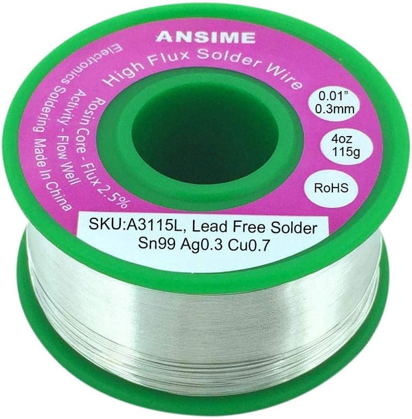 Thin Solder Wire 0.3mm Lead Free Rosin Core, 4oz 115g Alloy Fine Electrical Soldering Wire