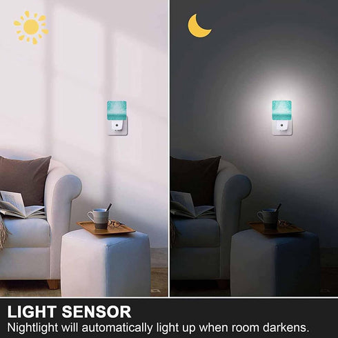 Chrobak LED Night Light,Elegant Teal Green Glitter Sparkle Confetti LED Night Light Plug into Wall with Dusk to Dawn