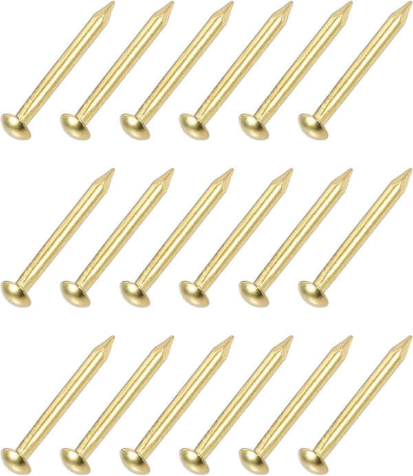 Small Nails (1.5x15mm) - 60pcs Brass Tiny Hardware Nails for Household Woodworking, Brass Tone