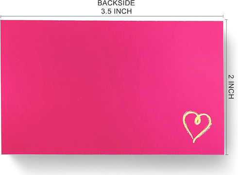 RXBC2011 100 3.5 2 Inch Little Thank You Cards Gold Heart Design Bulk Thank you Notes for All Occasions x hotpink