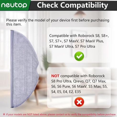 neutop Mop Cloths Pads, Compatible with Roborock S8, S8+, S7, S7+, S7 MaxV, S7 MaxV Plus, S7 MaxV Ultra, S7 Pro Ultra Robot Vacuum Cleaners, Washable Spare Parts Accessories,6-Pack. by neutop