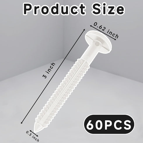 GeekNi 60Pcs 3 Inch Vinyl Shutter Fasteners Strongest Plastic Shutter Screws Window Shutters Hardware Exterior Spikes
