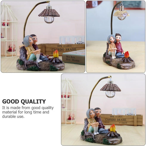 PRETYZOOM Couple Figure Night Light Resin Tabletop Lamp, Figurine Nightstand Light Decorative Resin Craft Lamp