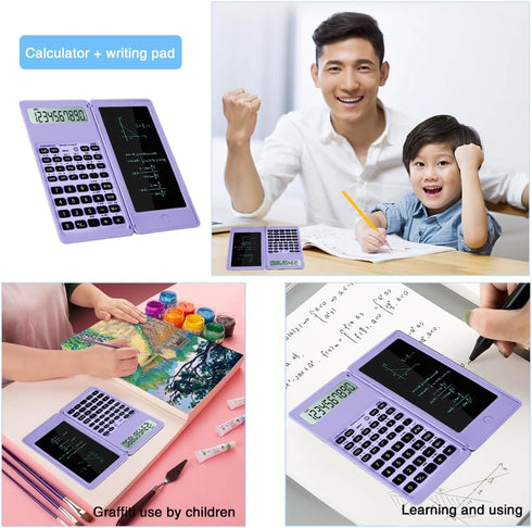 Scientific Calculator for High School, 10 Digits Digital with Erasable Writing Board, Purple