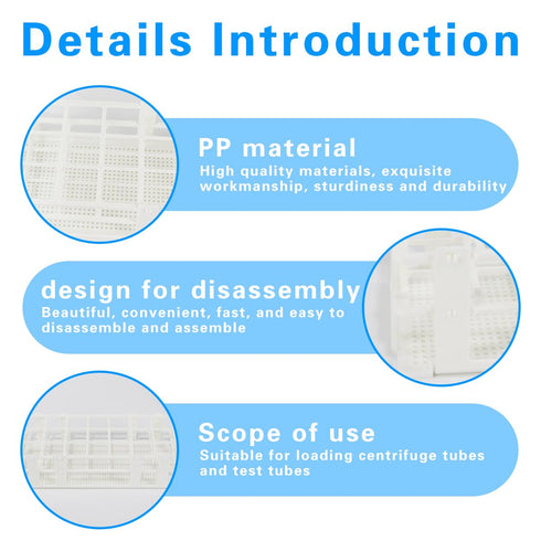 Plastic Test Tube Rack, 24 Holes, Detachable Holder for 25 mm Test Tubes, White Vial Holder (1pcs, 24 Holes)