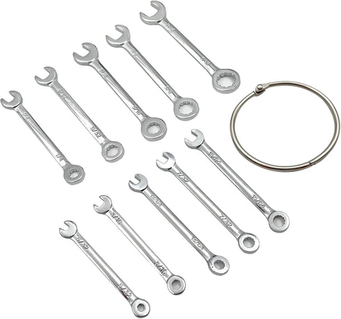 20pcs Mini Wrench Set, Open End Wrench Ignition Wrench Sets with Chain Ring, British/Metric Type