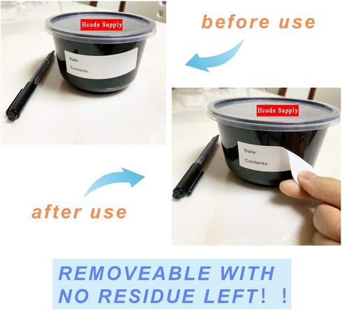 Hcode Self-Adhesive Removable Freezer Food Storage Labels, 300 Stickers, Easy Clean, 1x3 Fill in