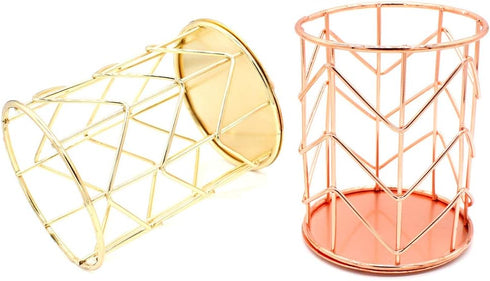 Pencil Holder, Metal Pen Pencil Holder, Rose Gold Desk Stationery Organizer for Home, School, Office Supplies