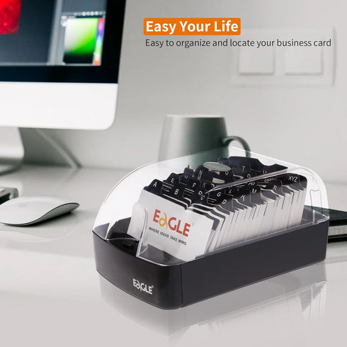 Eagle Business Card Box, Push-Button Storage for up to 350 Cards