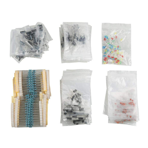 1390pcs Electronic Components Kit Assortment with 100 LEDs, 100 Diodes, 170 Transistors, and more
