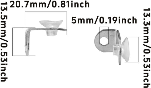 Runseaway 20Pcs Glass Shelf Right Angle Fixing Clip Bracket with Suction Cup, Wall Mounted Stainless Steel Glass