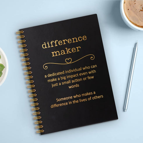 Difference Maker Black Golden Hardcover Spiral Notebook, 160 Pages, Unique Office Gift for Coworker, Man, New Job