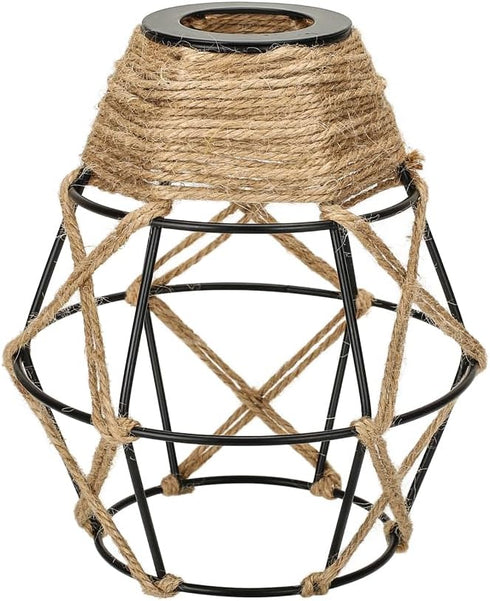 Aksipo 1 Pack Industrial Hemp Rope Pendant Lamp Shade, Small Vintage Boho Hanging