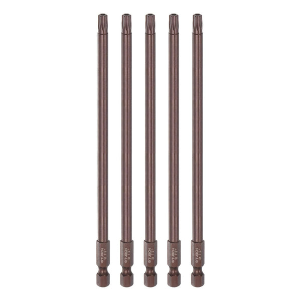 5pcs T27 Torx Bit 1/4" Hex Shank, 6" Length Magnetic Security Star Screwdriver Power Tool in Red