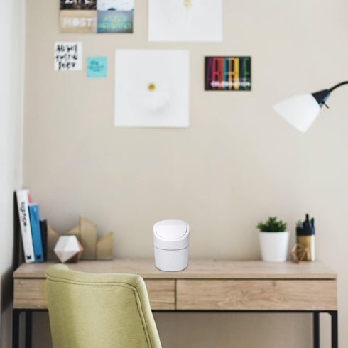 Mini Desk Trash Can with Lid, 180 Pcs Swing-Lid Tiny Countertop Garbage Bin, Small Plastic Waste Basket
