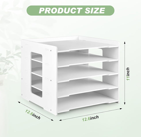 Juexica 2 Pack Scrapbook Paper Organizer - 12.6 x 12.6 x 11 Inches, 5 Tier Stackable File Organizer for Home Office