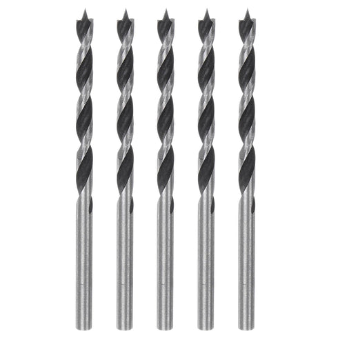 5pcs Brad Point Drill Bits 4mm (5/32''), Straight Round Shank Metric Spiral Twist Bits for Softwood and Hardwood