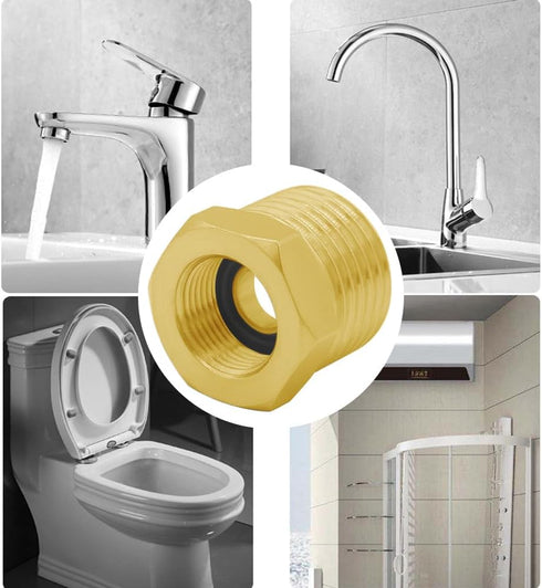 Joywayus 4PCS Brass Reducer Faucet Connector, 1/2 G Male to 3/8 Compression Female Thread Bushing Pipe Fitting