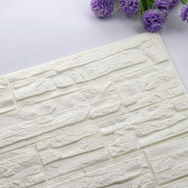 Waterproof Self Adhesive 3D Wall Panels, Peel and Stick Wallpaper, White Foam Decor for Home Office Background Wall (1)