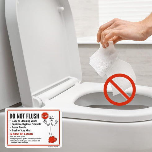 7" 10" 55 SmartSign x 'Do Not Flush - Baby Wipes/Feminine Hygiene Products/Paper Towels In Case Of A Clog Do Not Flush