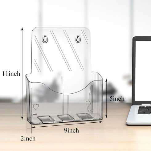 Yarlung 2 Pack Acrylic Brochure Holder, Clear Booklet Display Stand 8.5 x 11 Inches for Desk or Wall Mount