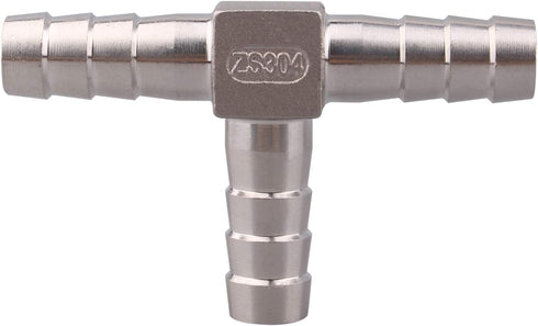 Stainless Steel 1/2" Hose Barb, 3 Way Tee T Shape Union Barbed Splitter Fitting