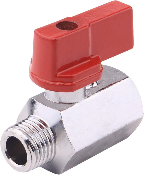 DERNORD Brass Mini Ball Valve NPT Thread, Shut-Off Valve Female & Male (1/4" Female & Male) - Pack of 1