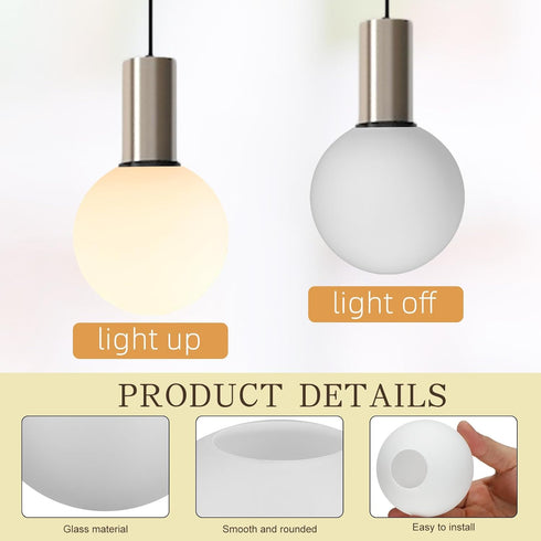 FUOYLOO 8 Inch Bulb Frosted Glass Globe Lamp Shade Replacement round Ball Shade for Pendant Lights Ceiling Fans Floor