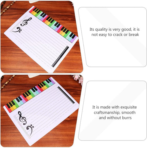 TEHAUX 4pcs Dry Erase Music Staff White Boards, 11 x 8 Inch Erasable Music Whiteboard for Kids Students Musicians