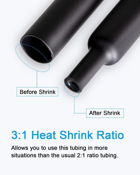 MILAPEAK 270 PCS Heat Shrink Tubing Kit - 3:1 Ratio Adhesive Lined Marine Grade Shrink Wrap
