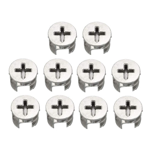 uxcell 10 Pcs Furniture Cam Lock Nut Connectors, 15x12mm for Cabinet Drawer Wardrobe Panel