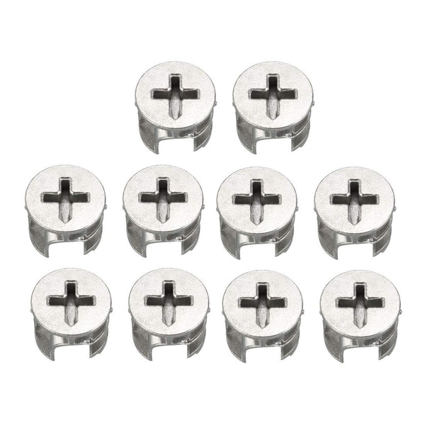 uxcell 10 Pcs Furniture Cam Lock Nut Connectors, 15x12mm for Cabinet Drawer Wardrobe Panel