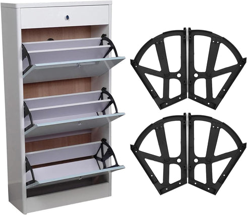 4Pcs Hinge for Shoe Rack, Shoes Drawer Cabinet Hinge Plate Frame Turning Rack Replacement Fittings Home Furniture