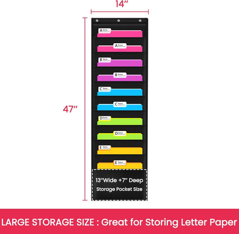Godery Premium Hanging File Folder Organizer - 10 Pockets & 3 Hangers, Perfect for Home Organization, Wall or Over Door